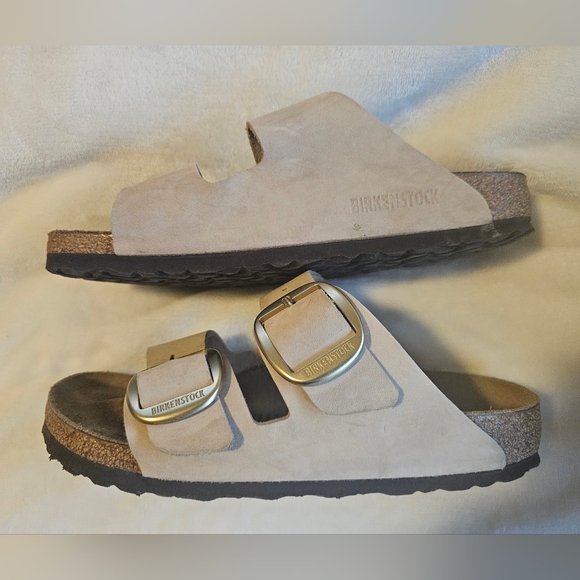 Birkenstock Big Buckle Leather Sandcastle Sand Color Sz 37 Unisex - Picture 3 of 10